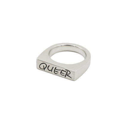 MLM Siegelring mit Gravur "Queer" stilvoller Pride & Gay Schmuck für den Alltag. 